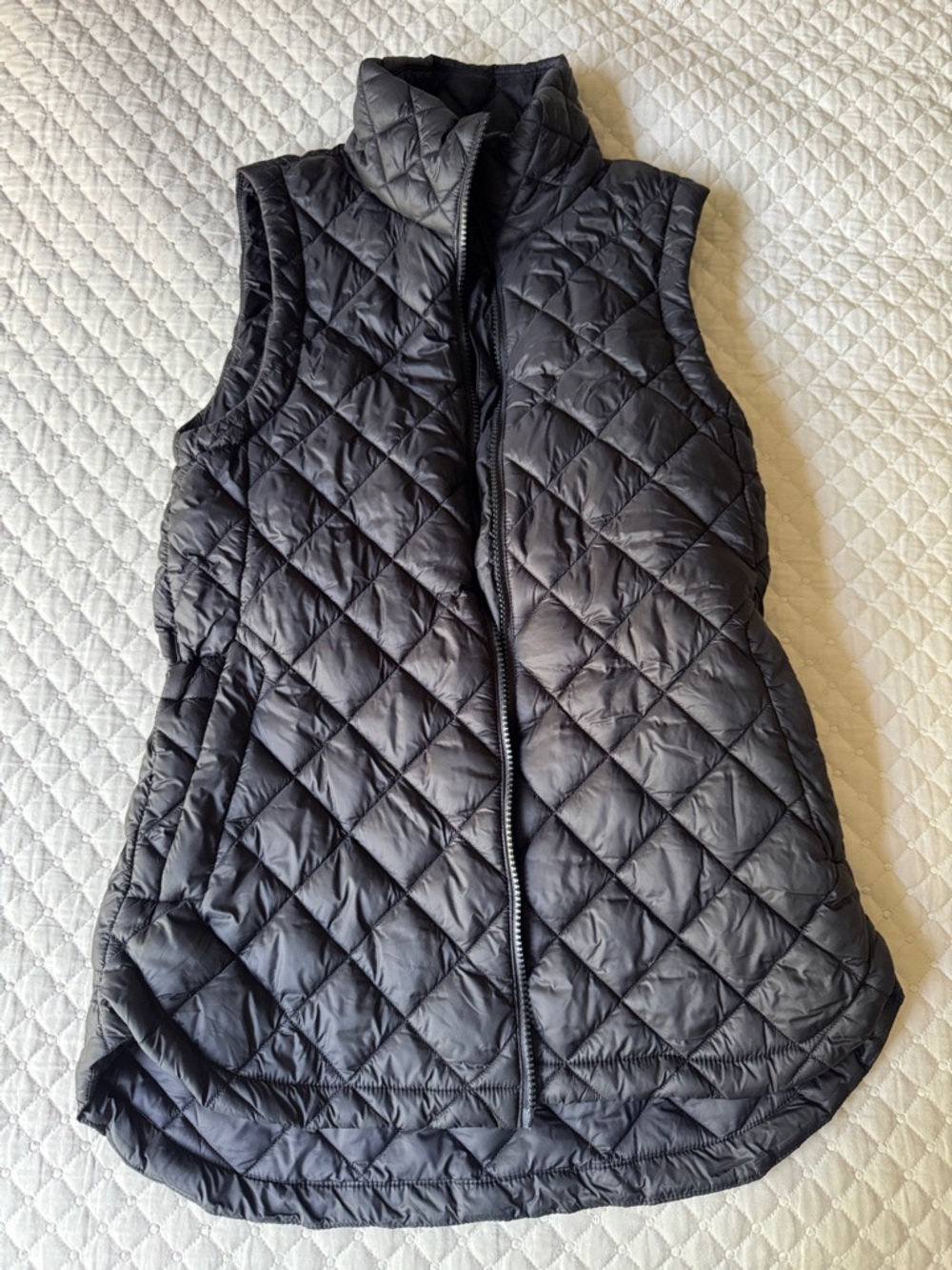 Athleta Black Quilted Stand-Collar Puffer Vest